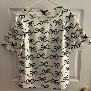 White and black bow detail blouse from Banana Republic